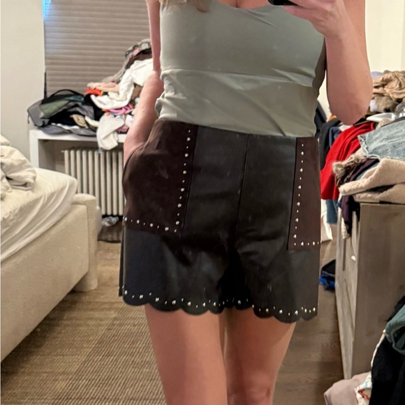Anthropologie Studded Faux
Leather Shorts, Size 10 UK 14 - Picture 7 of 11